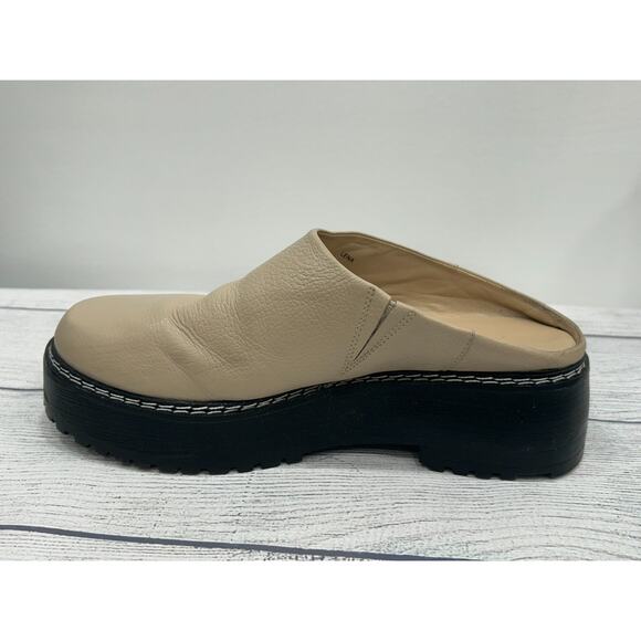 Matisse Lena Womens Beige Leather Round Toe Platform Chunky Mule Shoe Size 8.5M - Picture 6 of 14